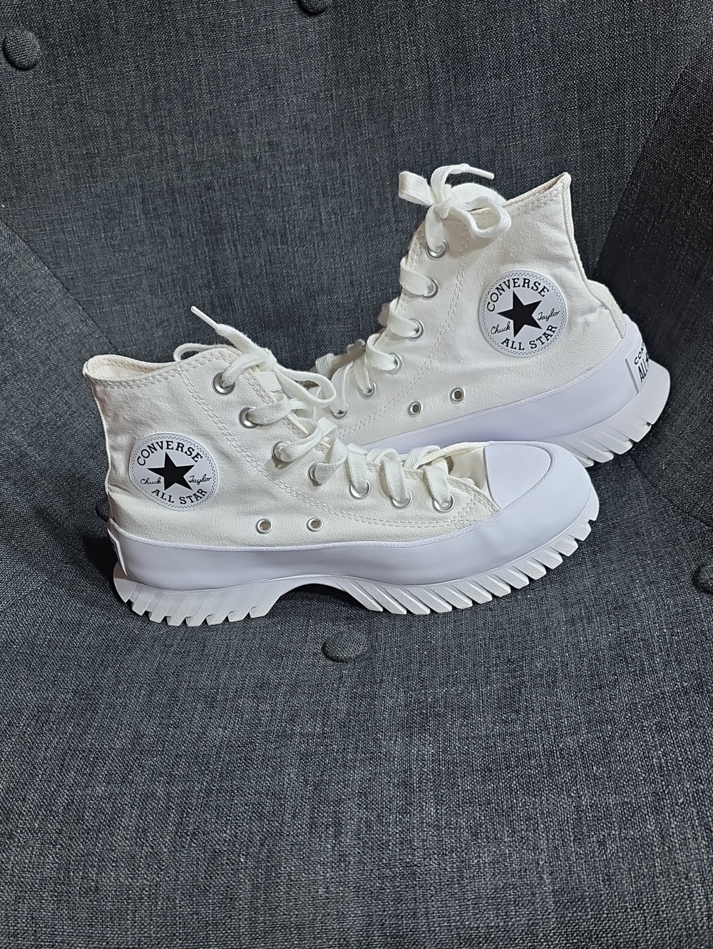Converse White High-Top Chunky-Sole Sneakers
